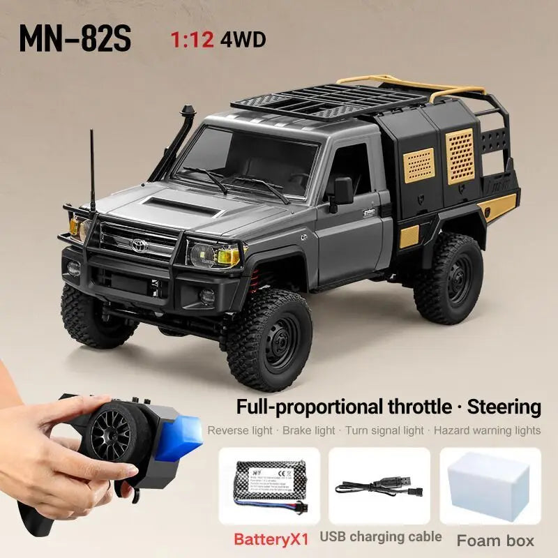 RC JJRC MN82 1:12 Scale 4x4 Remote Control Pickup Truck with LED Lights - Simulation Model for Kids & Hobbyists