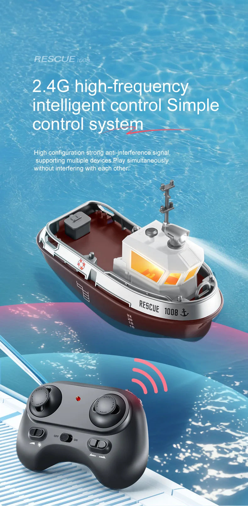 RC Remote-Controlled Electric Mini Boat for Kids – Rechargeable Water Toy Gift for Boys, Perfect for Christmas Surprises