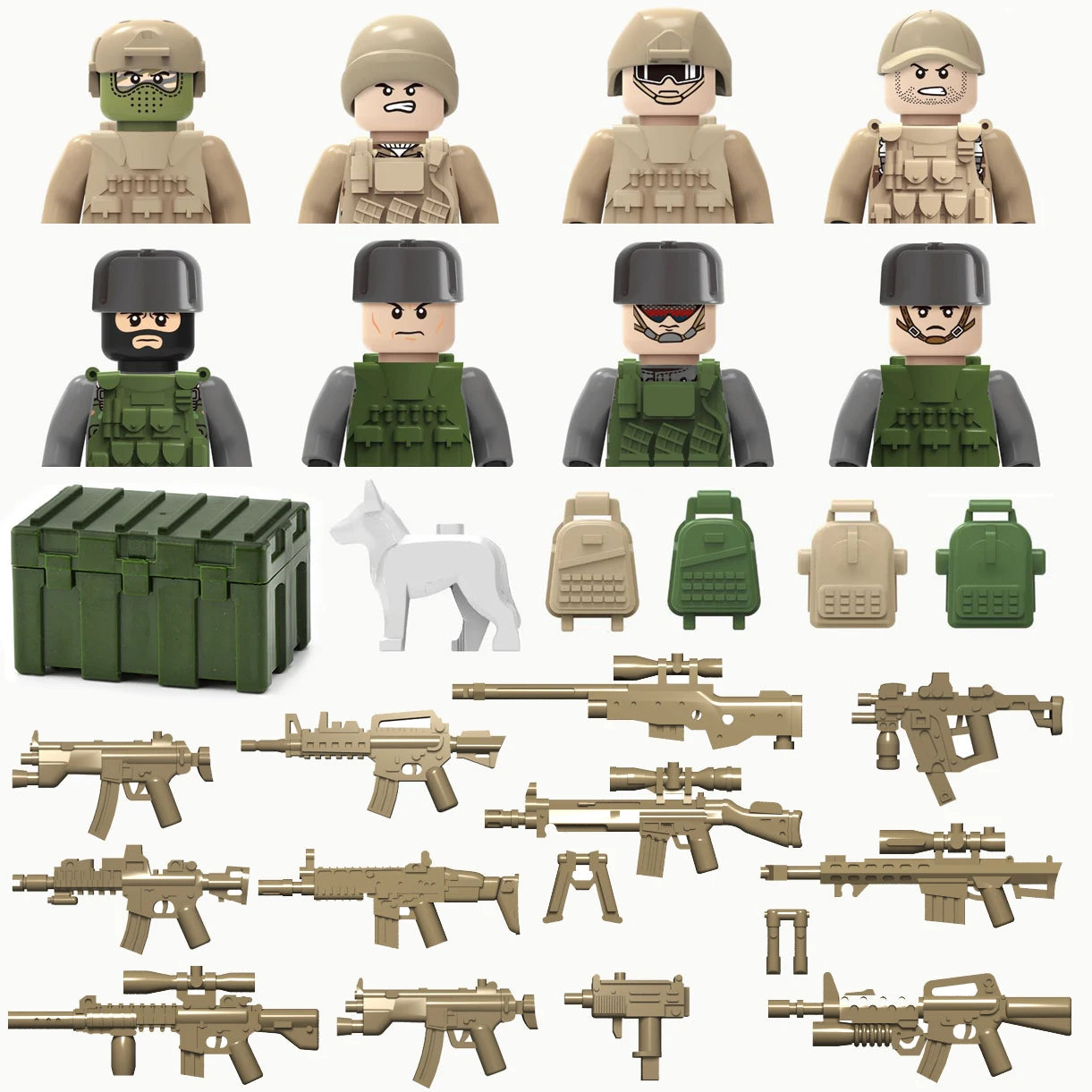 Military Army and Police Building Blocks Figures Set, including WW2 Soldier and SWAT Officer Toys - ToylandEU