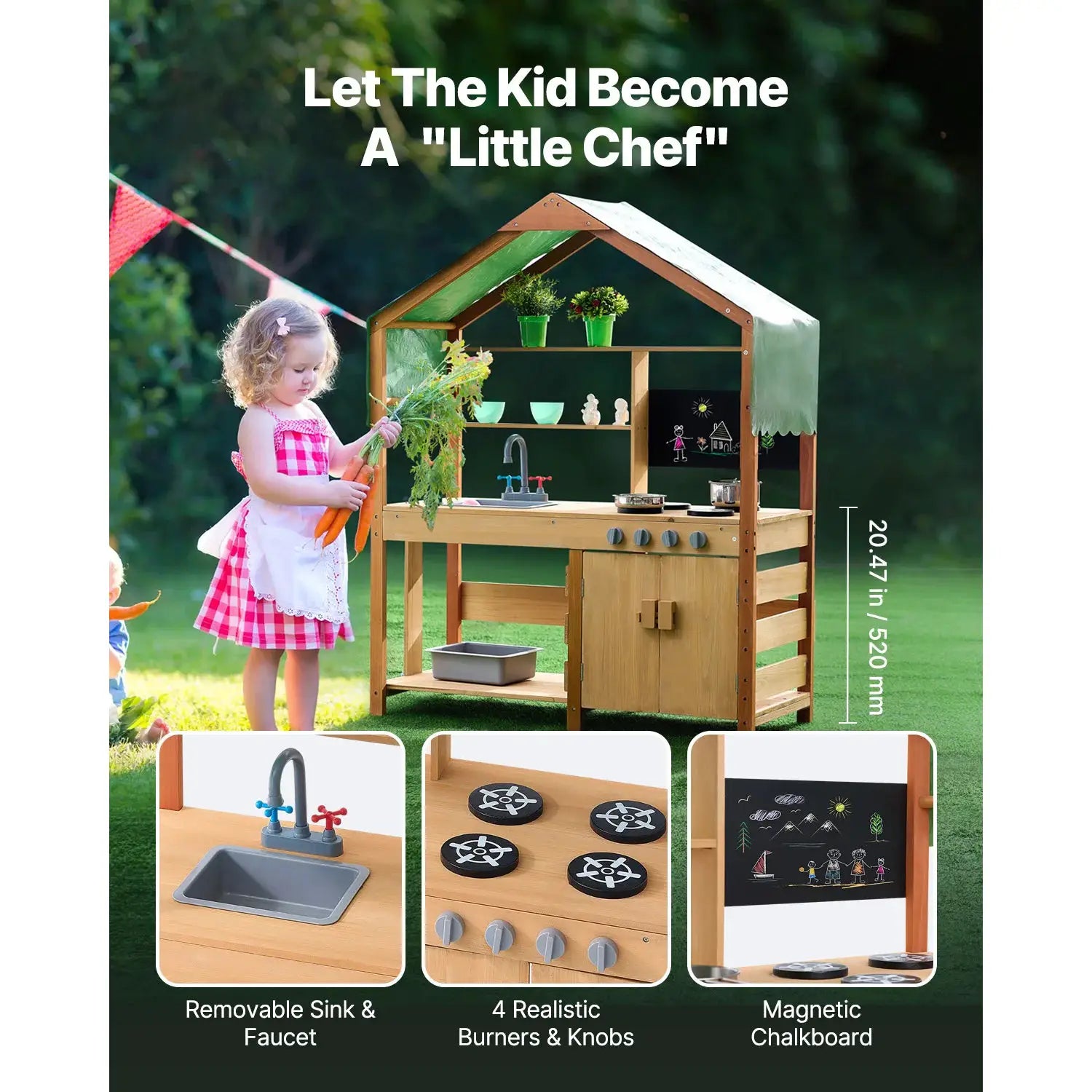 SucceBuy Mud Kitchen Cookware Toys Kids Outdoor Toddler Grocery Store Playset with Stoves Faucet for Children Birthday Gifts - ToylandEU