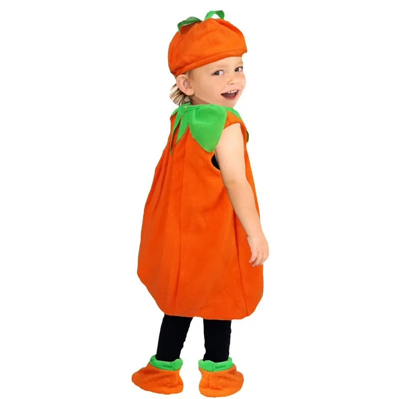 Adorable Unisex Pumpkin Baby Costume with Hat for Halloween Fun