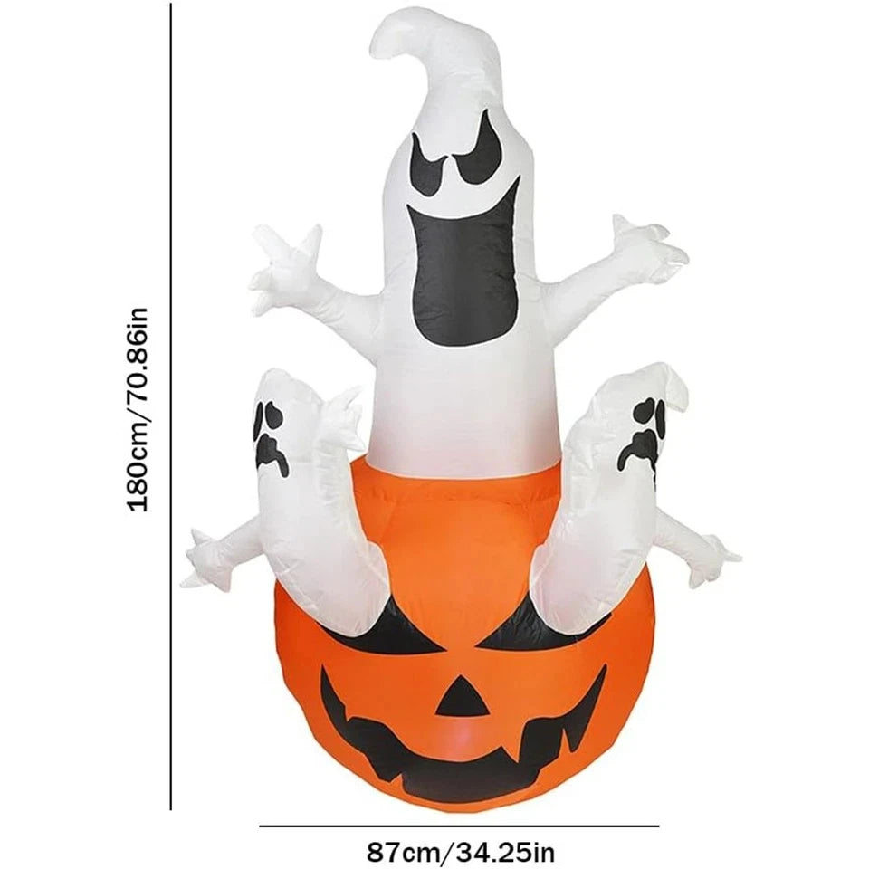 Halloween Inflatables | 4 Ft Tall | Ghost Pumpkin Design | Outdoor Lawn