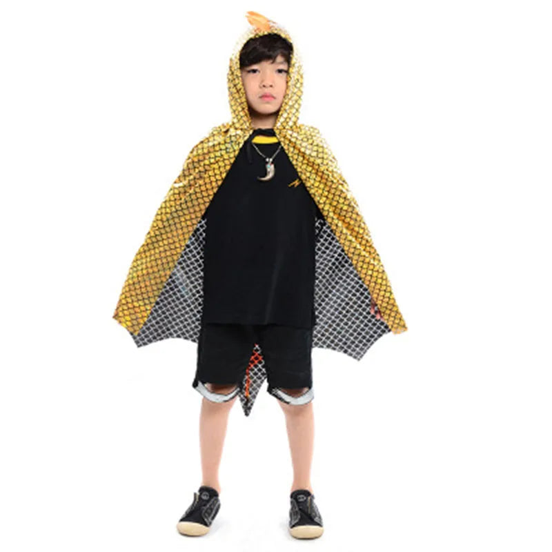 Dinosaur Hooded Cloak for Kids - Ideal for Halloween & Playtime Fun!