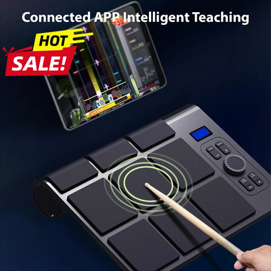 Portable Electronic Drum Set With 9 Colored Pads And Lights