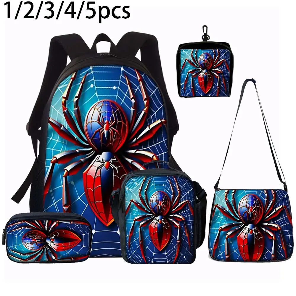 Backpack Set | Spider Print Design | Polyester Softback | 1pc-5pc