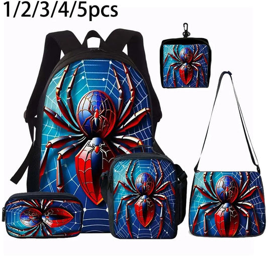 Backpack Set | Spider Print Design | Polyester Softback | 1pc-5pc