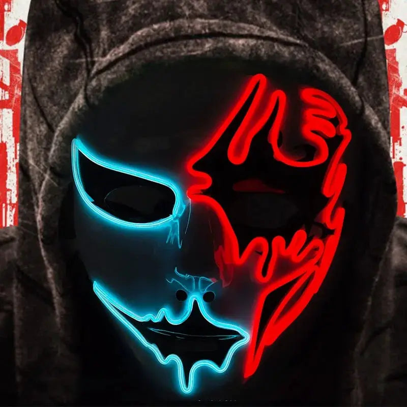 shuffle dance mask luminous purge Mask devil glowing Masquerade Cosplay Mask for Halloween horror haunted house props - ToylandEU