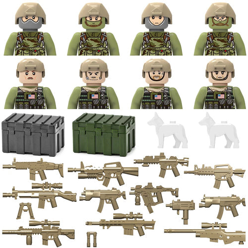 Military Army and Police Building Blocks Figures Set, including WW2 Soldier and SWAT Officer Toys ToylandEU.com Toyland EU