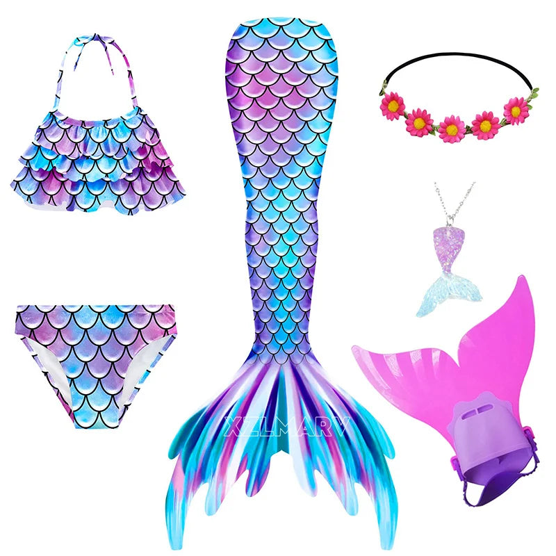 Mermaid Costume For Girls With Tail And Monofin Cosplay Ready