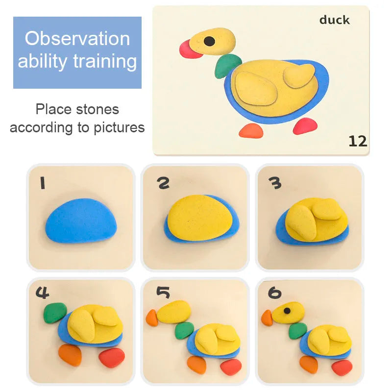 3D Rainbow Pebbles Montessori Puzzle Toy for Developing Children's Logical Thinking - ToylandEU