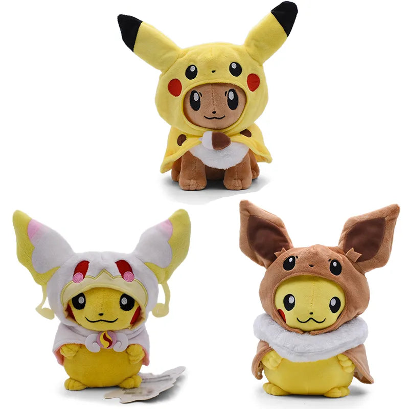 15 Assorted Pokemon Cosplay Plush Toys Pikachu Cos Eevee Charizard