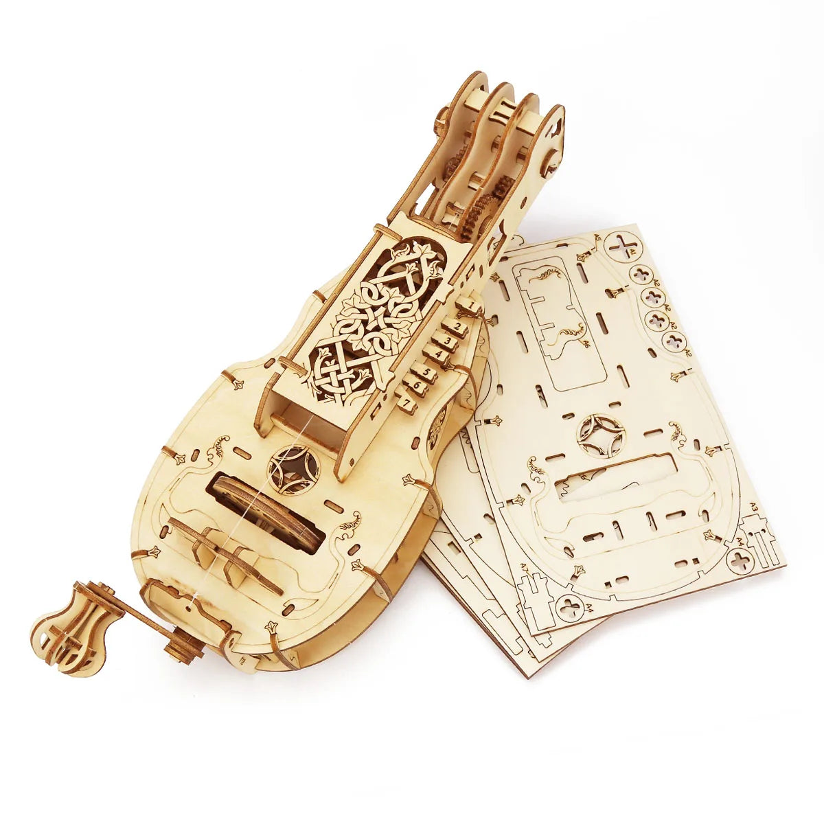 Build Your Own Hurdy Gurdy Mechanical Musical Instrument 3D Wooden Puzzle - ToylandEU