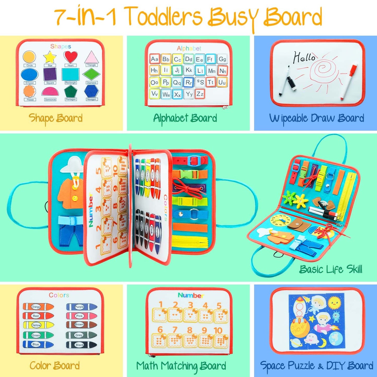 Montessori Toddler Busy Board for Early Learning and Sensory Development - ToylandEU