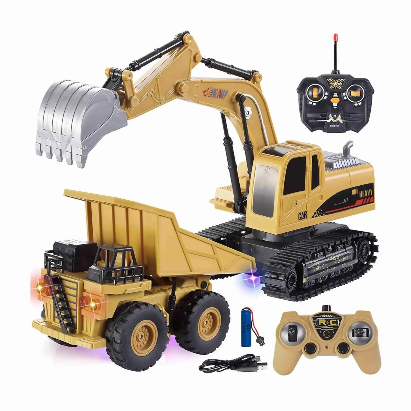 Remote-Controlled Alloy Excavator Toy with Digger and Crane for Kids