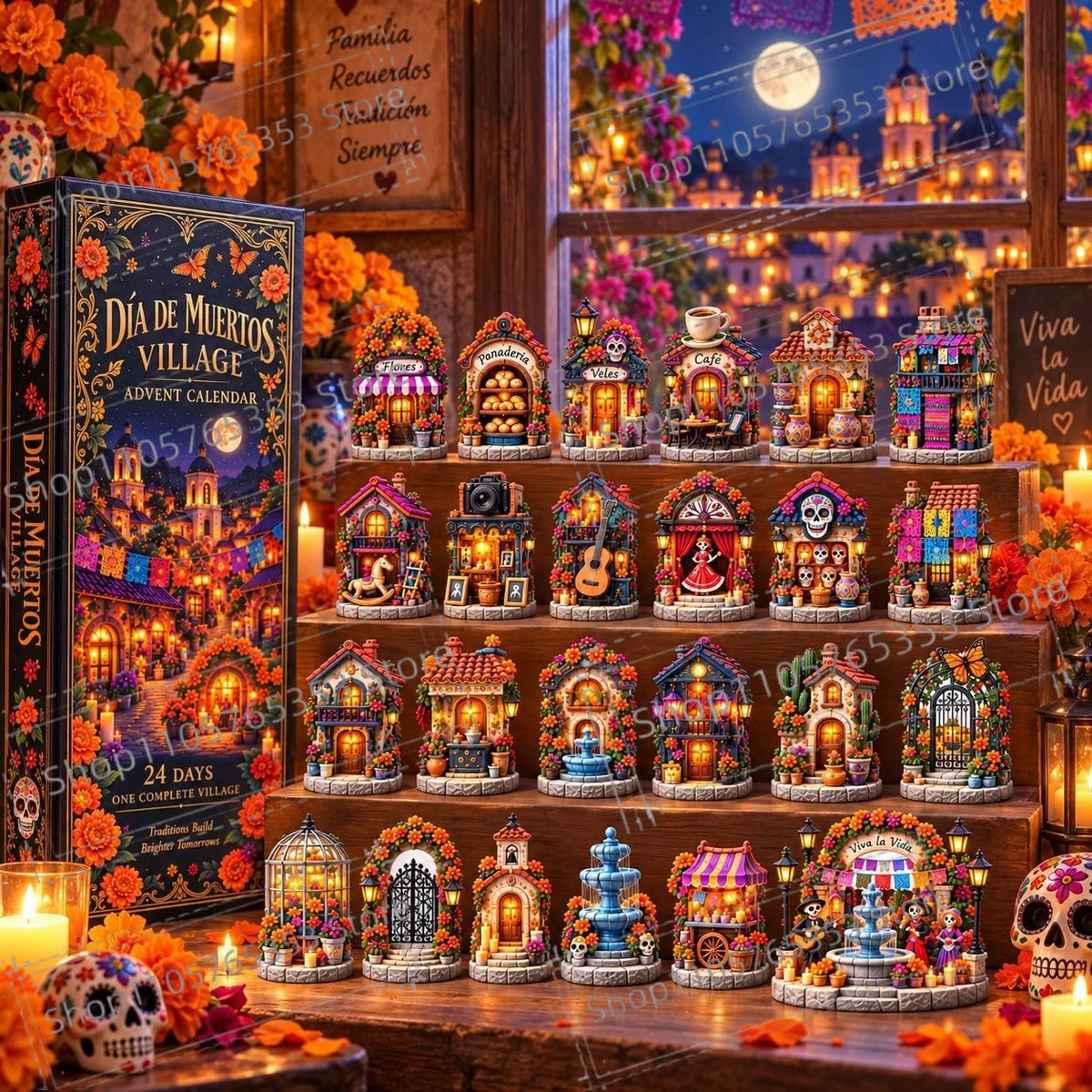 Advent Calendar | 2026 Day Of The Dead | 24 Piece 2D Acrylic Pendants | Festive Party Gift