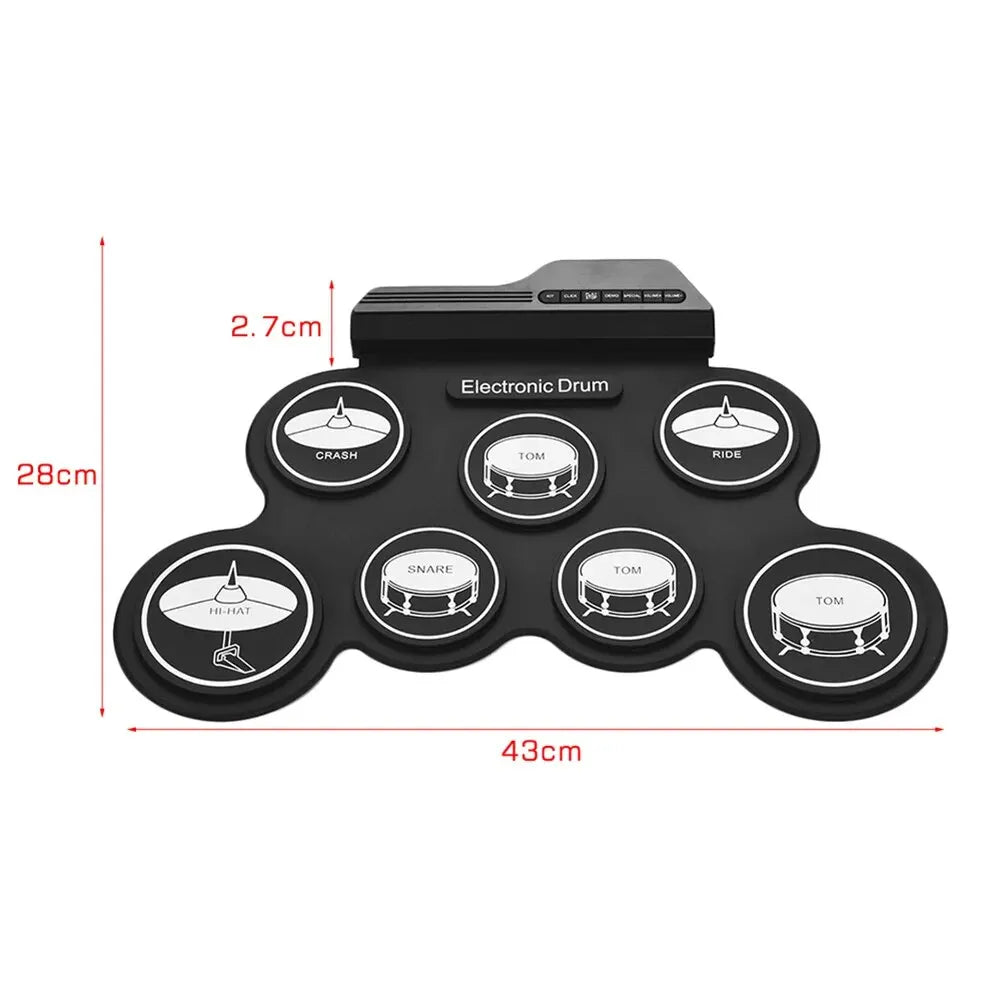 Foldable Silicone Usb Electronic Drum Pad Kit For Portable Practice