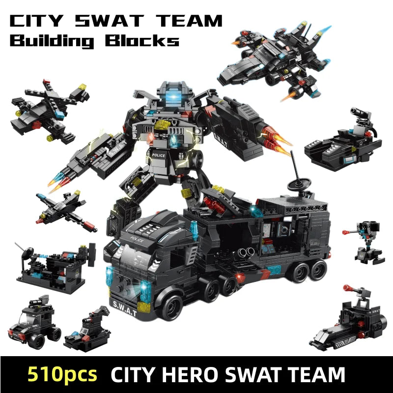 Mechanical SWAT Team Police Car Building Blocks Toy - ToylandEU