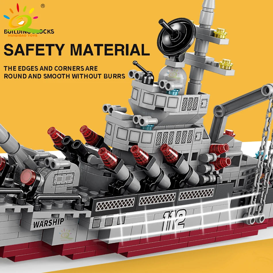 Huiqibao Toys 8-in-1 Eco-Friendly Military Aircraft Cruiser Building Blocks with 554pcs - ToylandEU