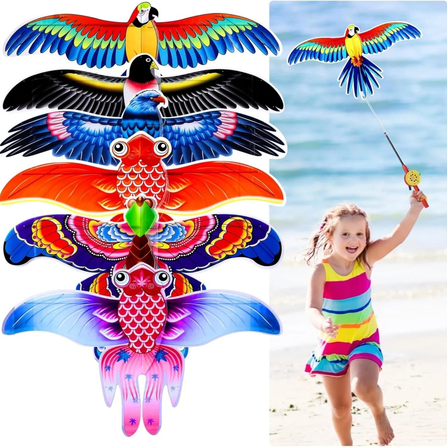Kite Set | Eagle Shaped Kids Kite | 164 ft String | Easy to Fly