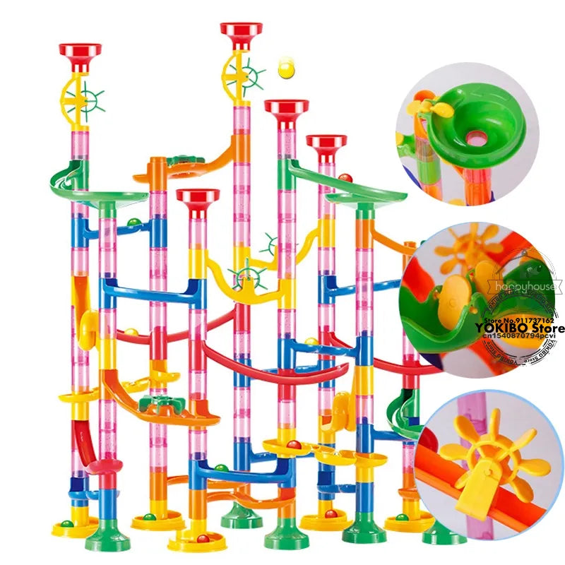 Marble Maze Building Blocks Set - DIY 3D Track Racing Game for Kids - ToylandEU