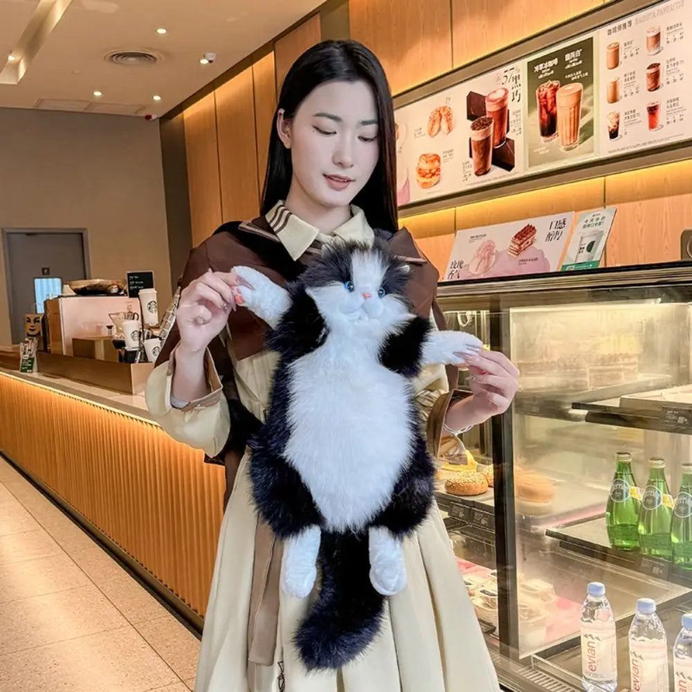 Long Haired Cat Backpack Plush Doll With Realistic Design