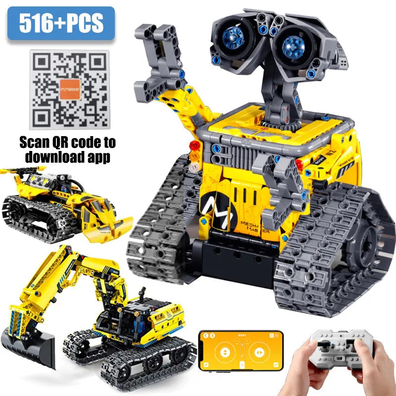 City Engineering Vehicle Building Blocks - 3 IN 1 RC Adaptable Excavator Bulldozer - ToylandEU