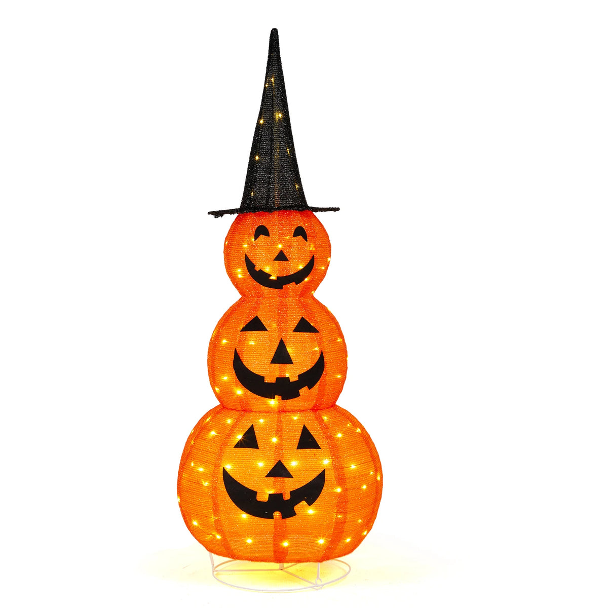 Lit Halloween Pumpkins | 5 Foot Tall | 100 Led Lights | Outdoor Yard Decor