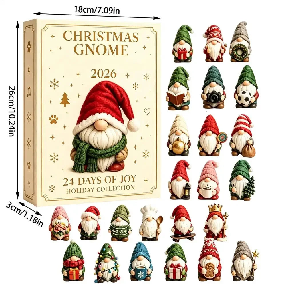 Advent Calendar | 2026 Gnome Figurines | 24 Day 2D Cute Countdown | Holiday Surprise Gift For Adults