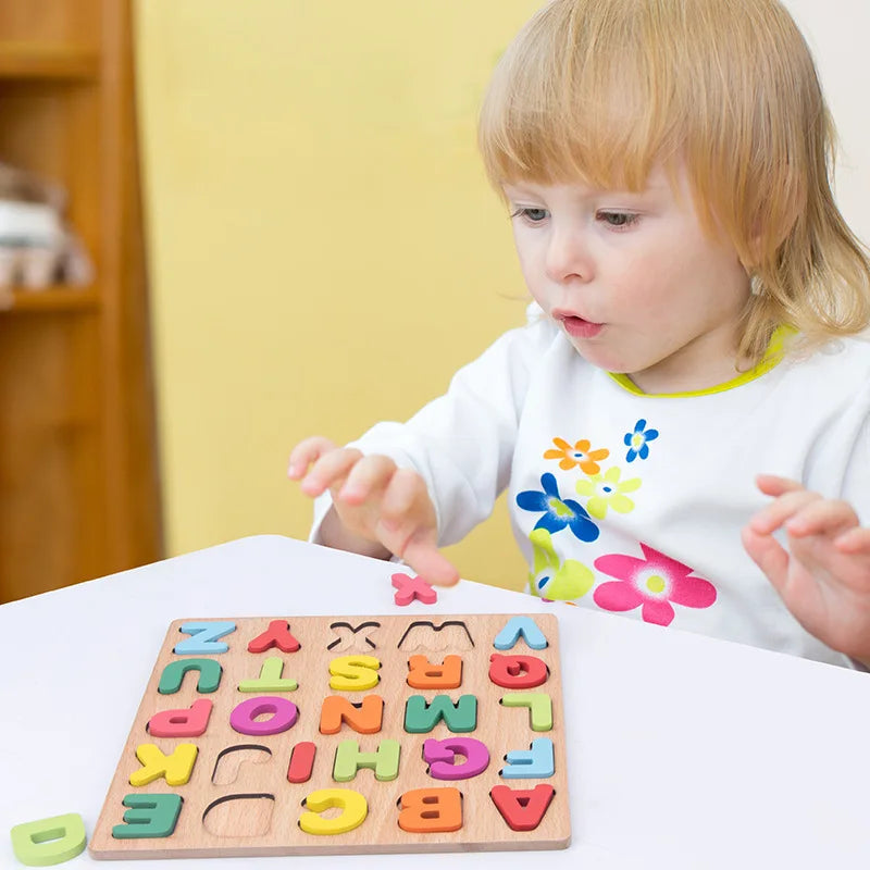 3D Wooden Toys Number Letter Shape Cognition Early Education Toys