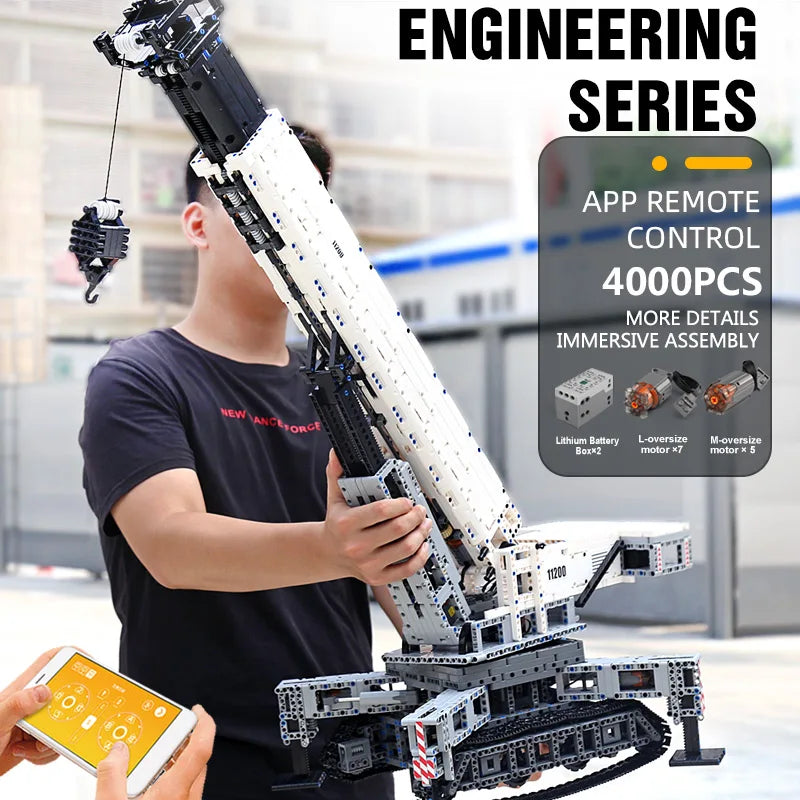 Motorized Crane Set | Remote Controlled | Lego Compatible | For Kids