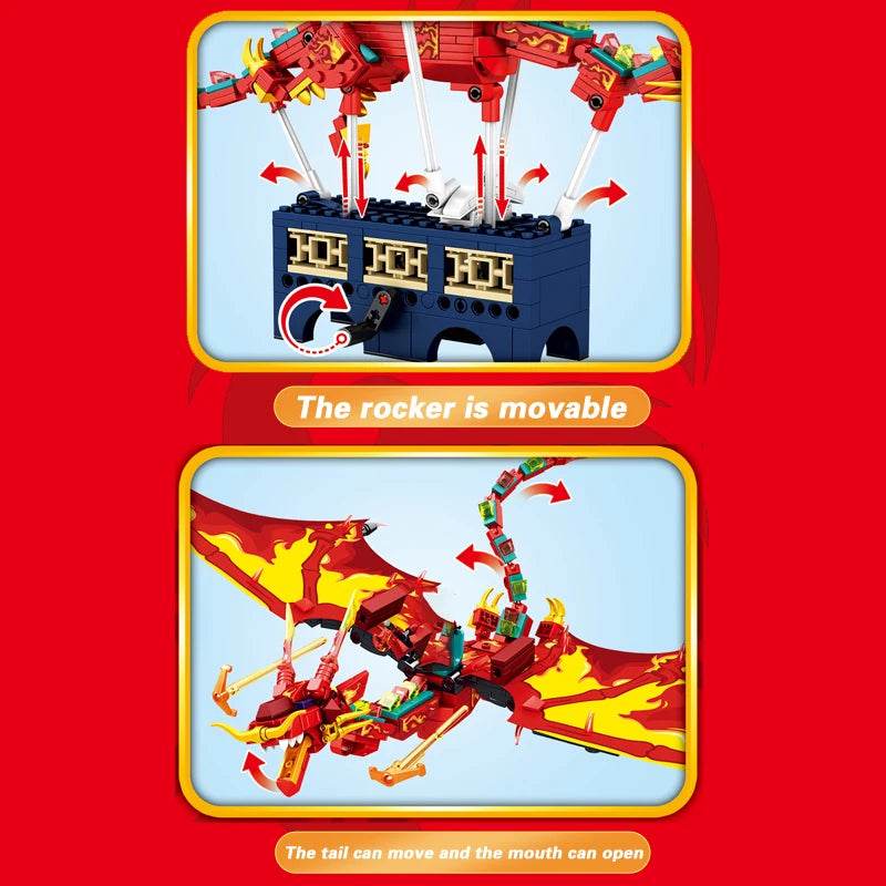 1359PCS Flames Dragon Smaug Building Blocks Model Toy - ToylandEU