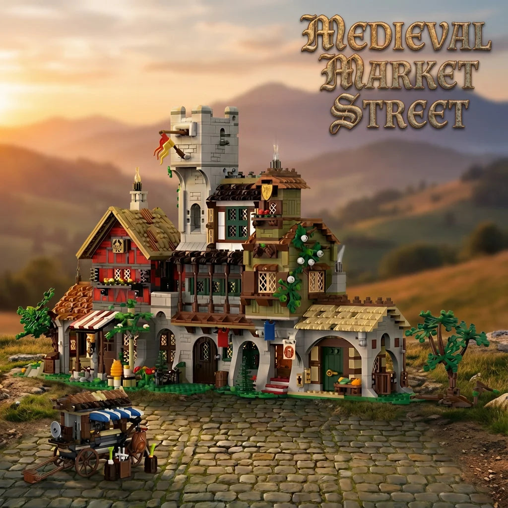 Building Set | Medieval Market Street | 3021 Pieces | Lego Compatible