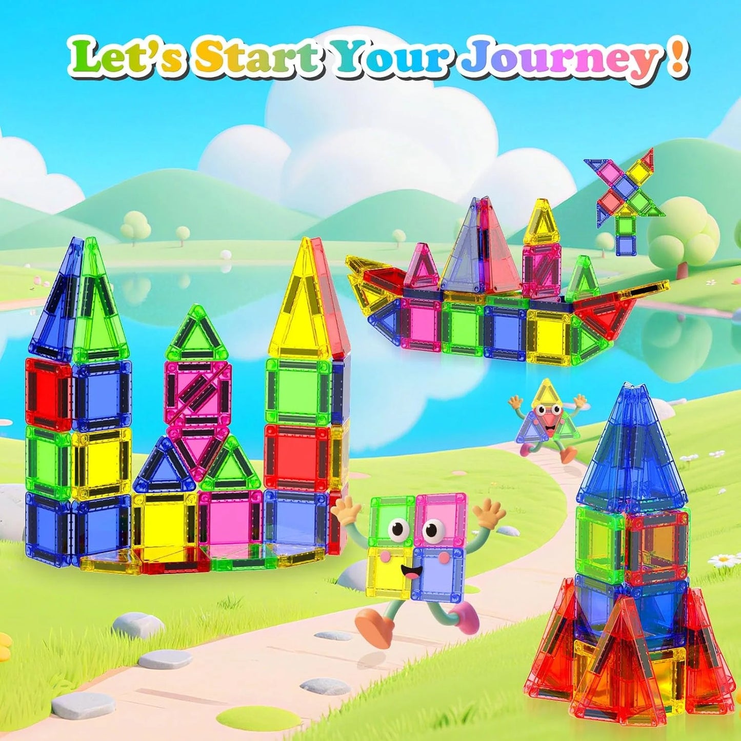 Magnetic Building Blocks Set | 26 or 42 Pieces | Storage Box Included
