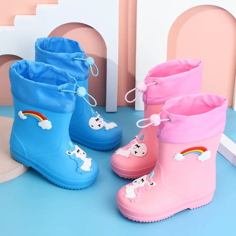Kids Rain Boots | Waterproof Non Slip | Cartoon Print | Toddler Youth