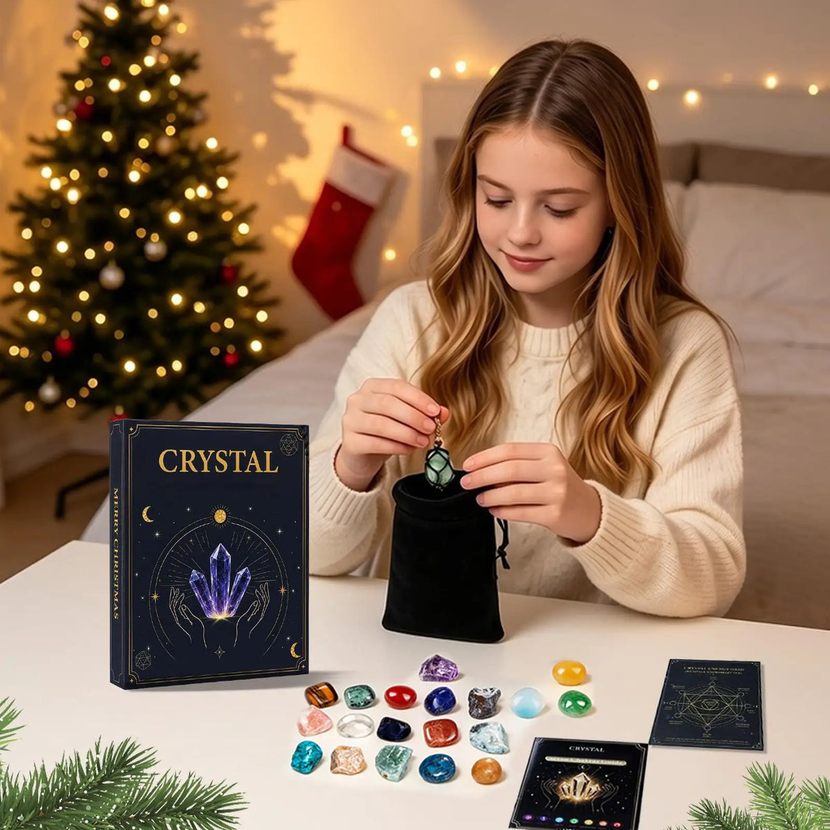 Advent Calendar | 24 Day Crystal Mineral Collection | Guide Card Included | Gift For Women And Girls