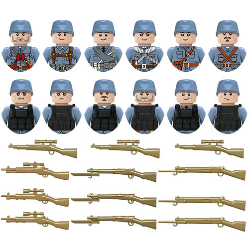 Military Army and Police Building Blocks Figures Set, including WW2 Soldier and SWAT Officer Toys ToylandEU.com Toyland EU