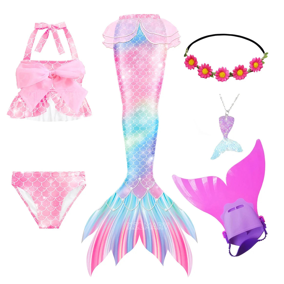 Mermaid Costume For Girls With Tail And Monofin Cosplay Ready
