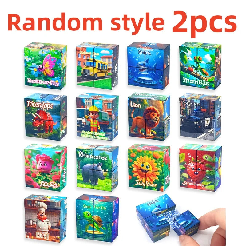 Magnetic Block Puzzle | Set Size 2Pc Or 5Pc | Block Size 2Cm | Cartoon Theme