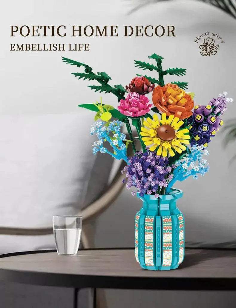 1009PCS Sunflower Building Blocks Flower Bouquet Vase Model - ToylandEU