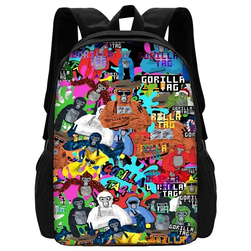 Cartoon Gorilla School Backpack For Kids With Pencil Case