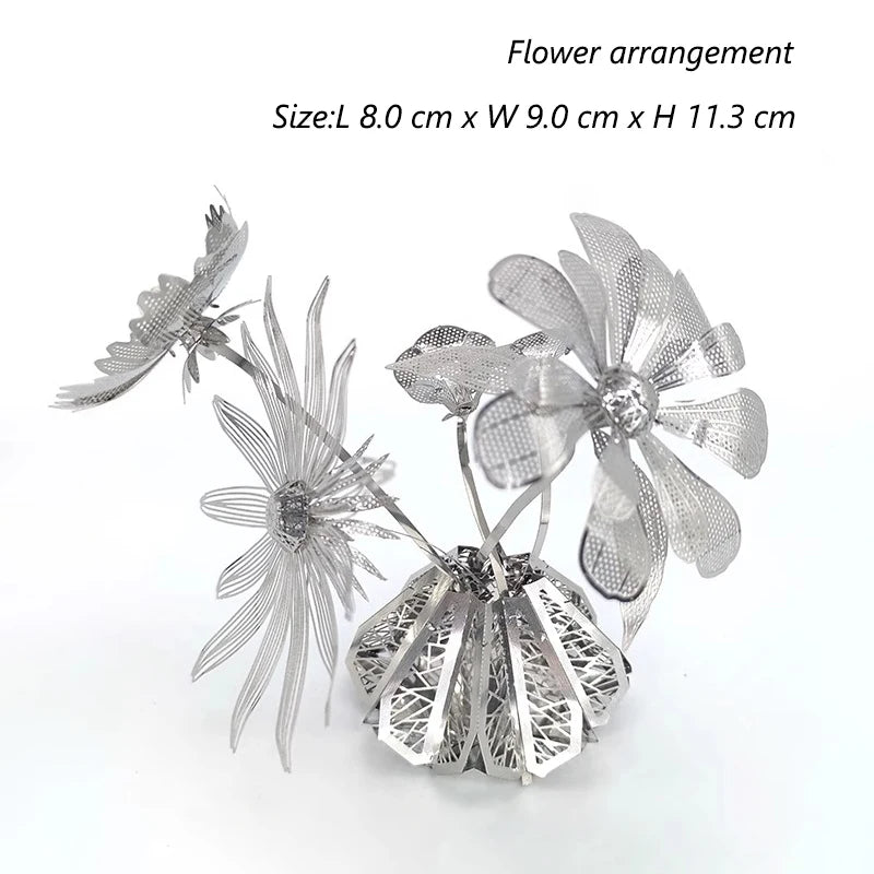 Flower Arrangement 3D Metal Puzzle | DIY Handmade Kit | Alloy Model | 14+
