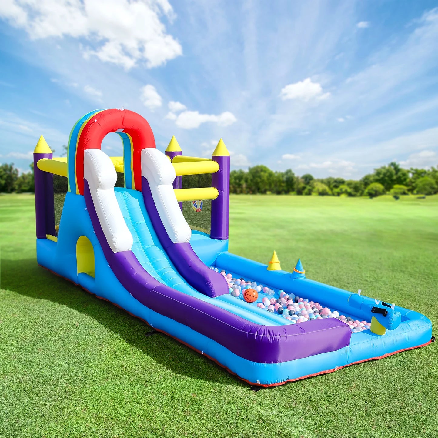 Inflatable Water Slide Bounce House With Splash Pool And Blower