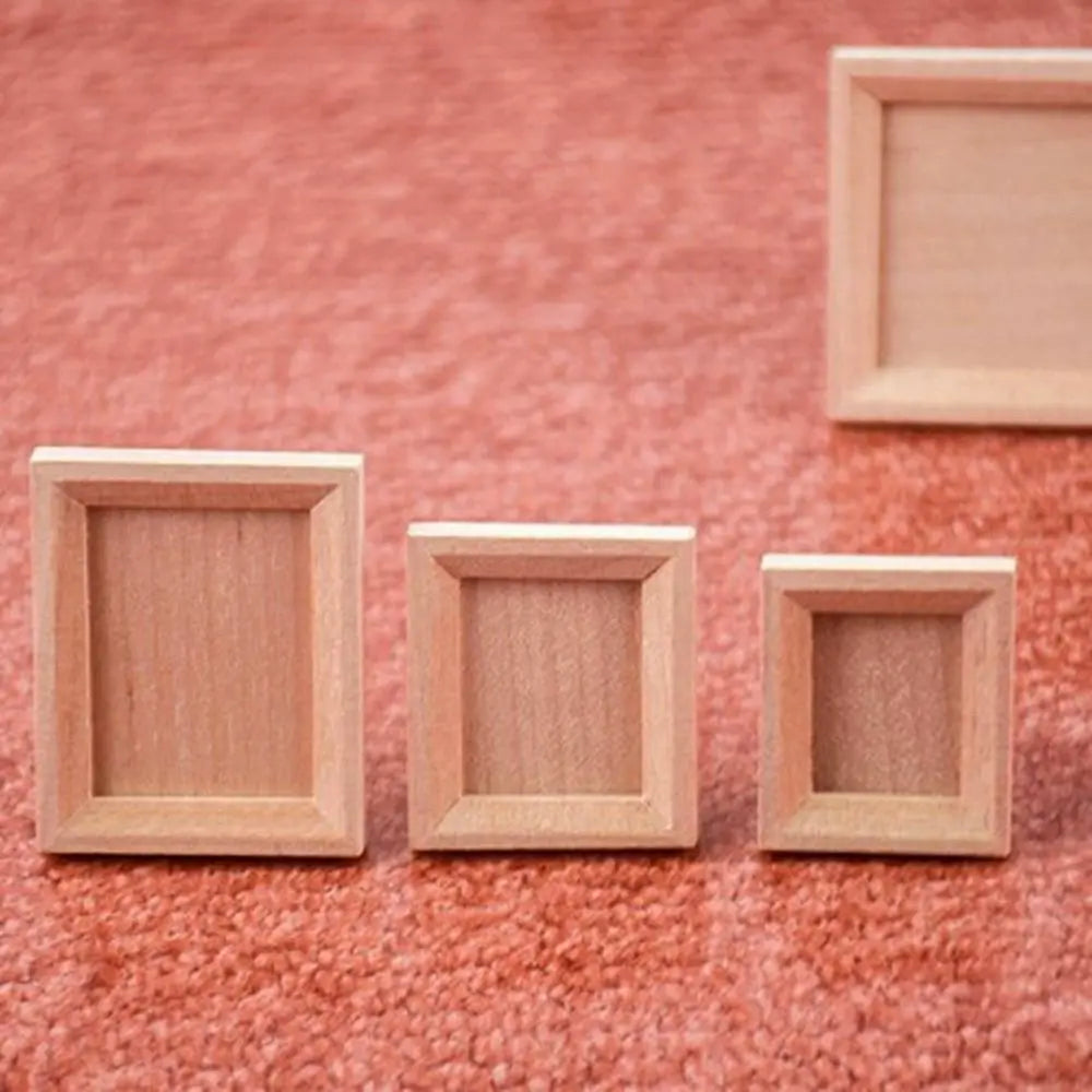 Miniature Wood Photo Frame | 1/12 Scale | Dollhouse Display | 2 Piece Set