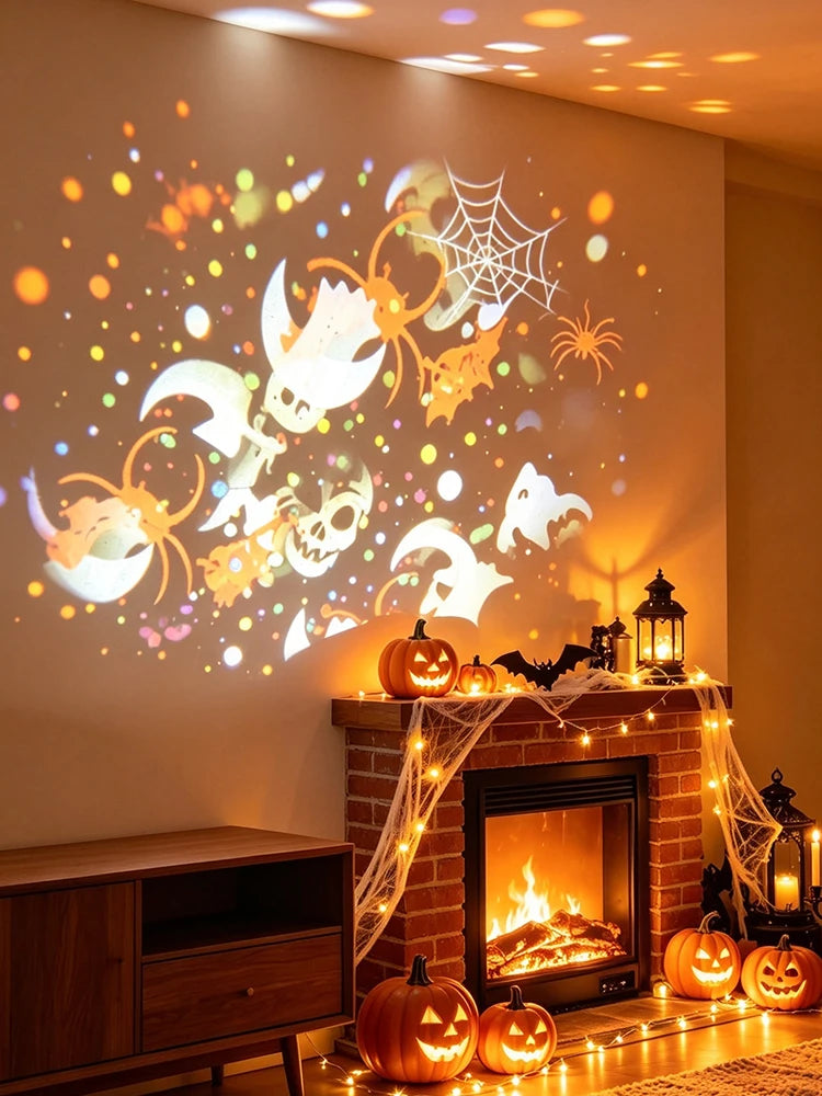 Halloween LED Projector | Rotatable Head | Ghost Pumpkin Themes | Indoor Decor