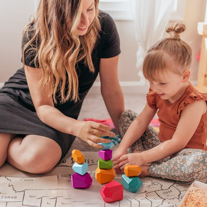 Wooden Rainbow Stacking Blocks Educational Toy for Children - ToylandEU