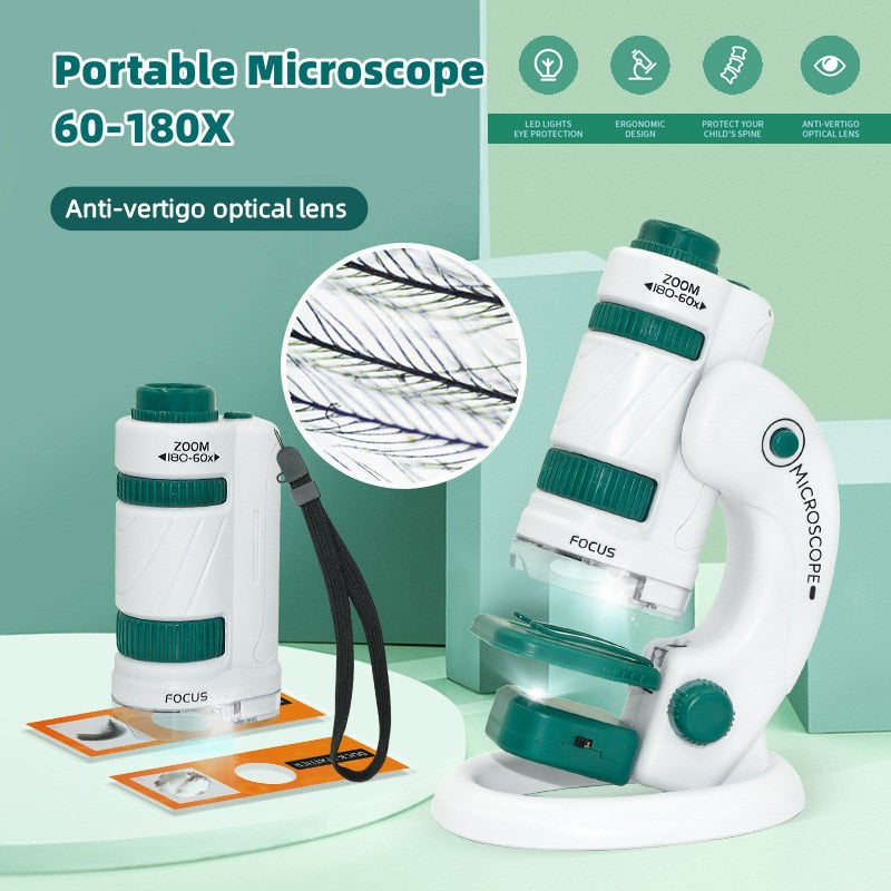 Portable LED Light Microscope Kit for Kids' Educational Science Exploration