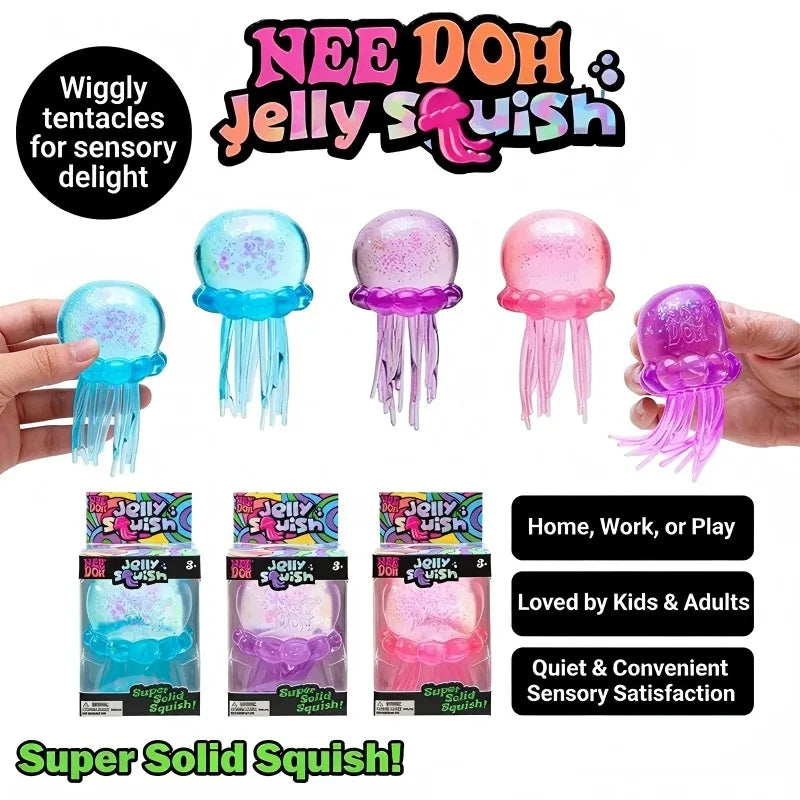 Jelly Fidget Toy | Soft Stretchy Texture | Stress Relief Shape | Jellyfish Cube