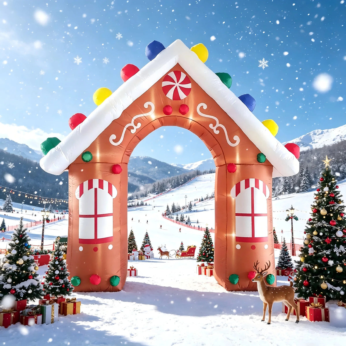 Inflatable Gingerbread Arch | 10 Ft | Led Lights | Outdoor Yard Decor
