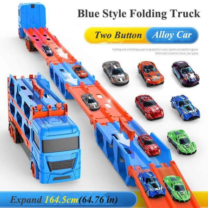 Foldable Large Car Transporter Truck with Racing Track for Kids - ToylandEU