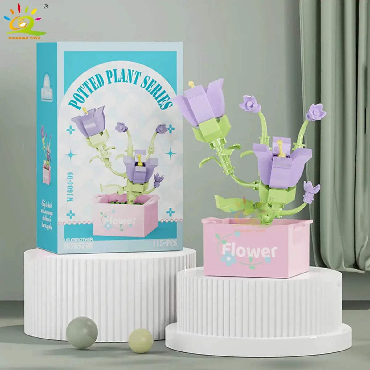 HUIQIBAO MOC Flower Succulent Potted Model Building Block DIY Eternal Bouquet Home Desk Plant Decor Brick Girl Gift Children Toy - ToylandEU
